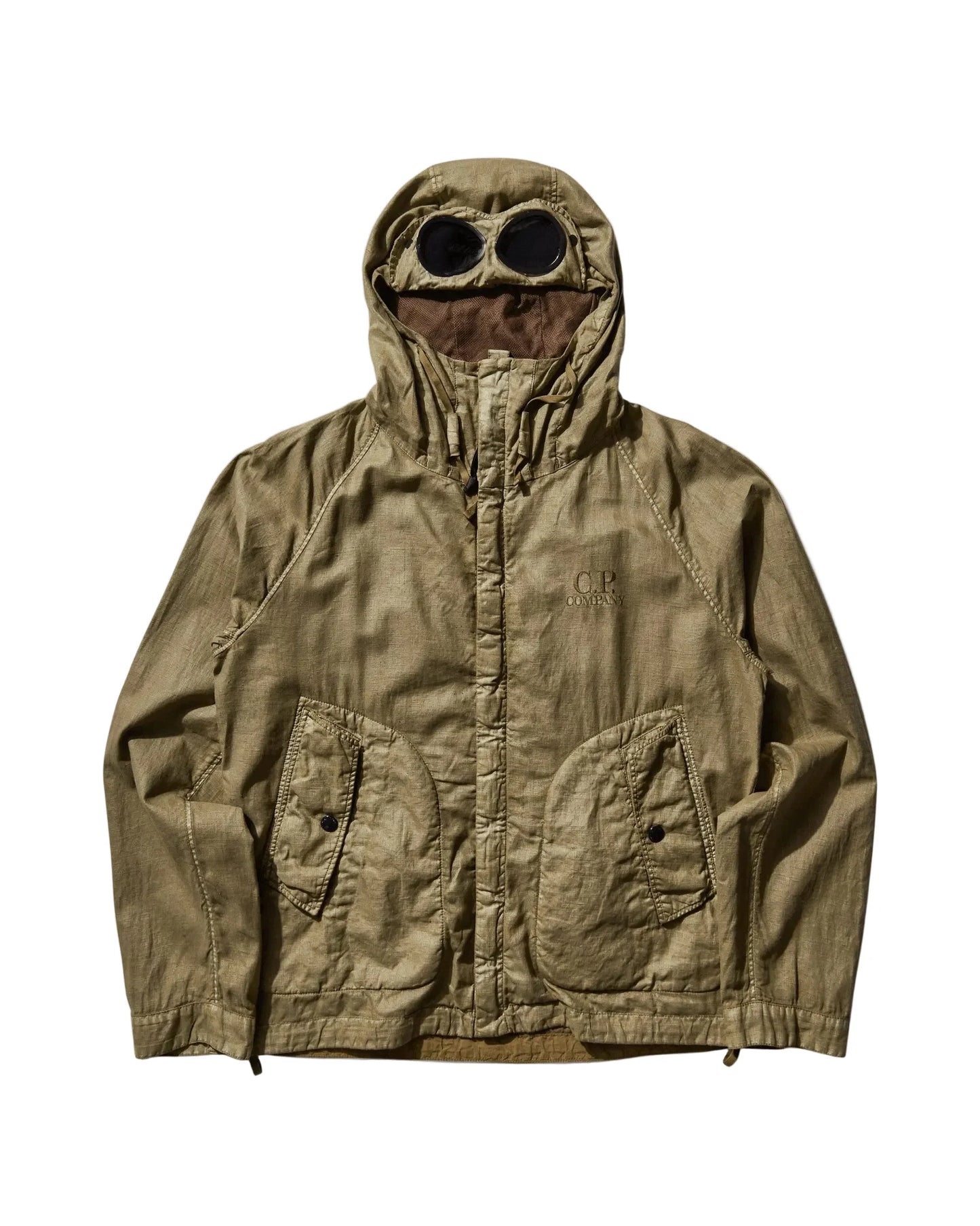 Cp Company Waxed Linen Goggle Jacket In Tree House