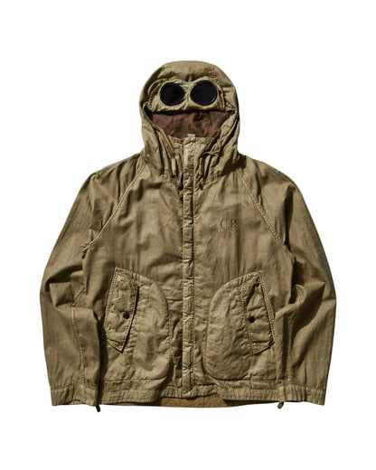 Cp Company Waxed Linen Goggle Jacket In Tree House