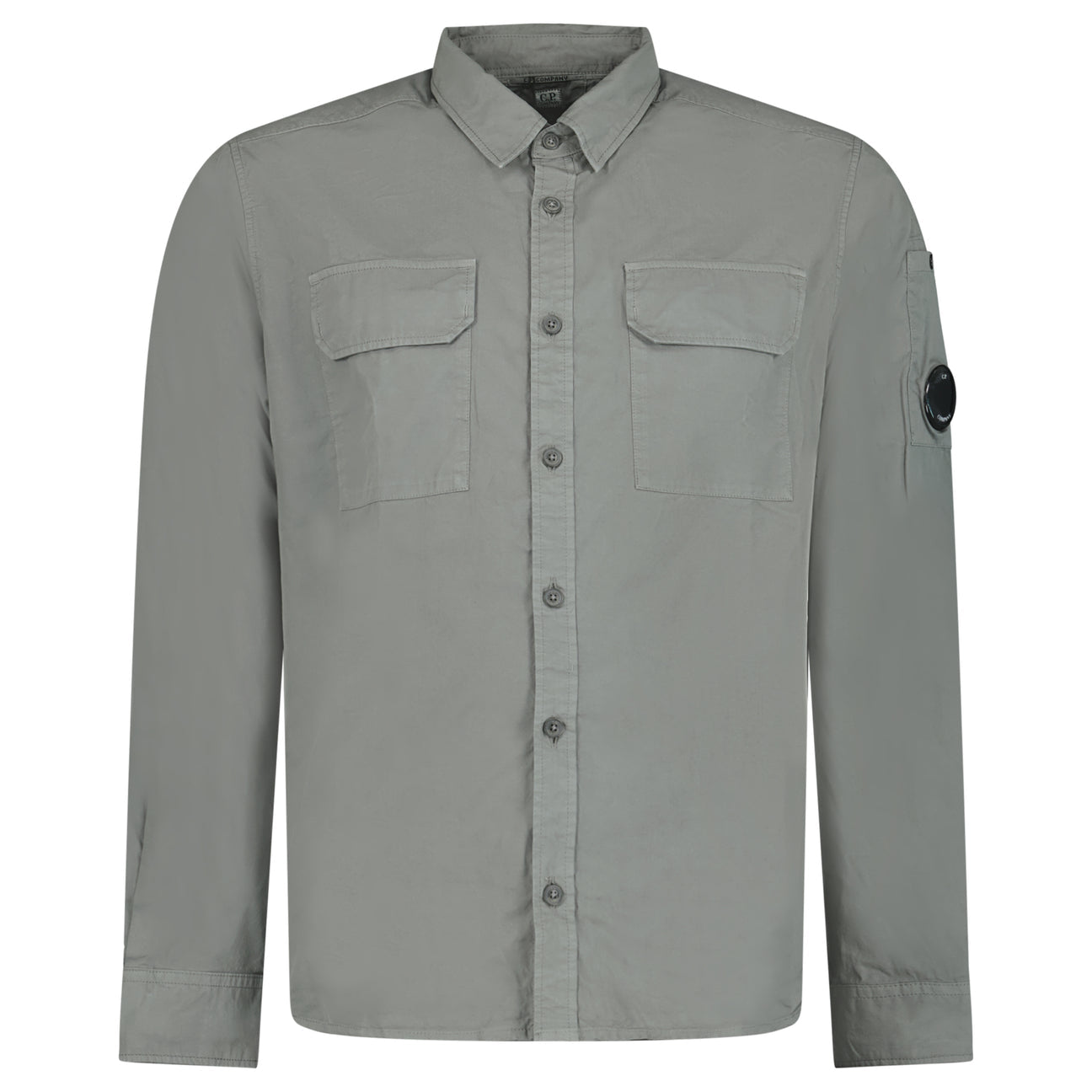Cp Company Gabardine Lens Button Overshirt In Smoked Pearl With Certilogo