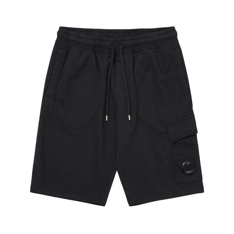 Cp Company 18Cm Light Fleece Lens Fleece Shorts In Black With Certilogo