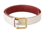 Load image into Gallery viewer, Dolce &amp; Gabbana White Calf Leather Two-Toned Gold Metal Buckle Belt