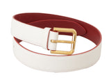 Load image into Gallery viewer, Dolce &amp; Gabbana White Calf Leather Two-Toned Gold Metal Buckle Belt