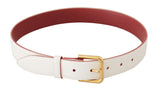 Load image into Gallery viewer, Dolce &amp; Gabbana White Calf Leather Two-Toned Gold Metal Buckle Belt