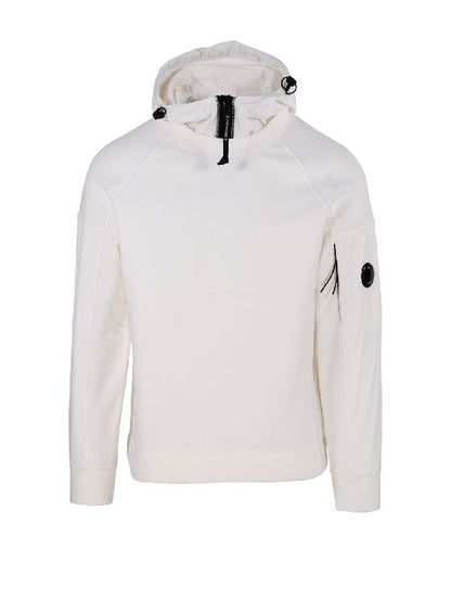 Cp Company Diagonal Raised Mixed Shell Hoodie In White