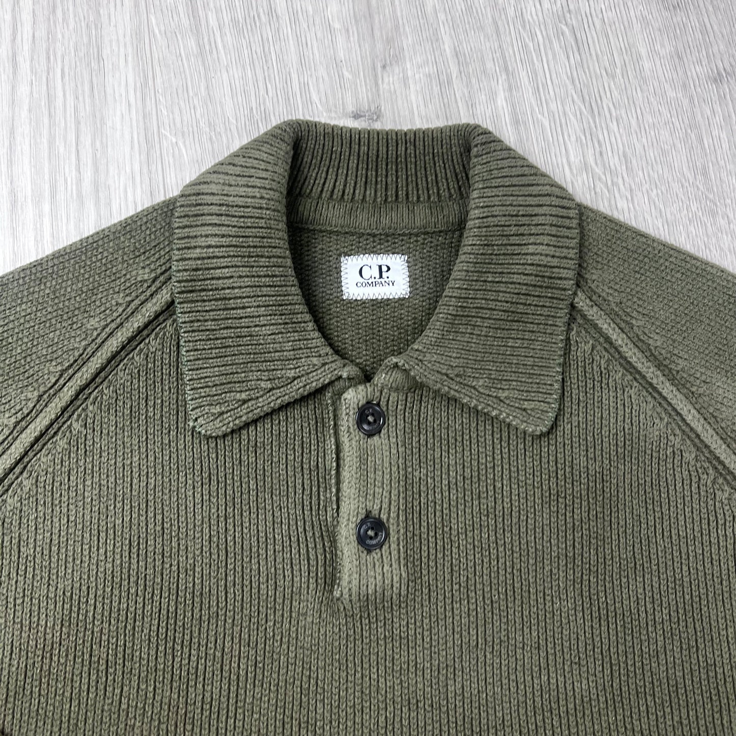 CP Company Chenille Knit Polo - Ivy Green