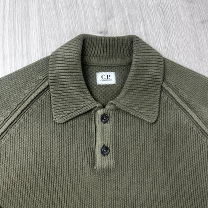 CP Company Chenille Knit Polo - Ivy Green