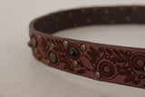 Load image into Gallery viewer, Dolce &amp; Gabbana Brown Calf Leather Embossed Gold Metal Buckle