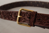 Load image into Gallery viewer, Dolce &amp; Gabbana Brown Calf Leather Embossed Gold Metal Buckle