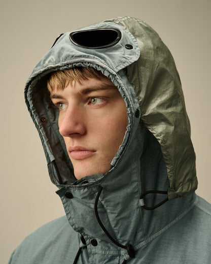 Cp Company Flatt Nylon Fishtail Goggle Parka Jacket In Stormy Weather