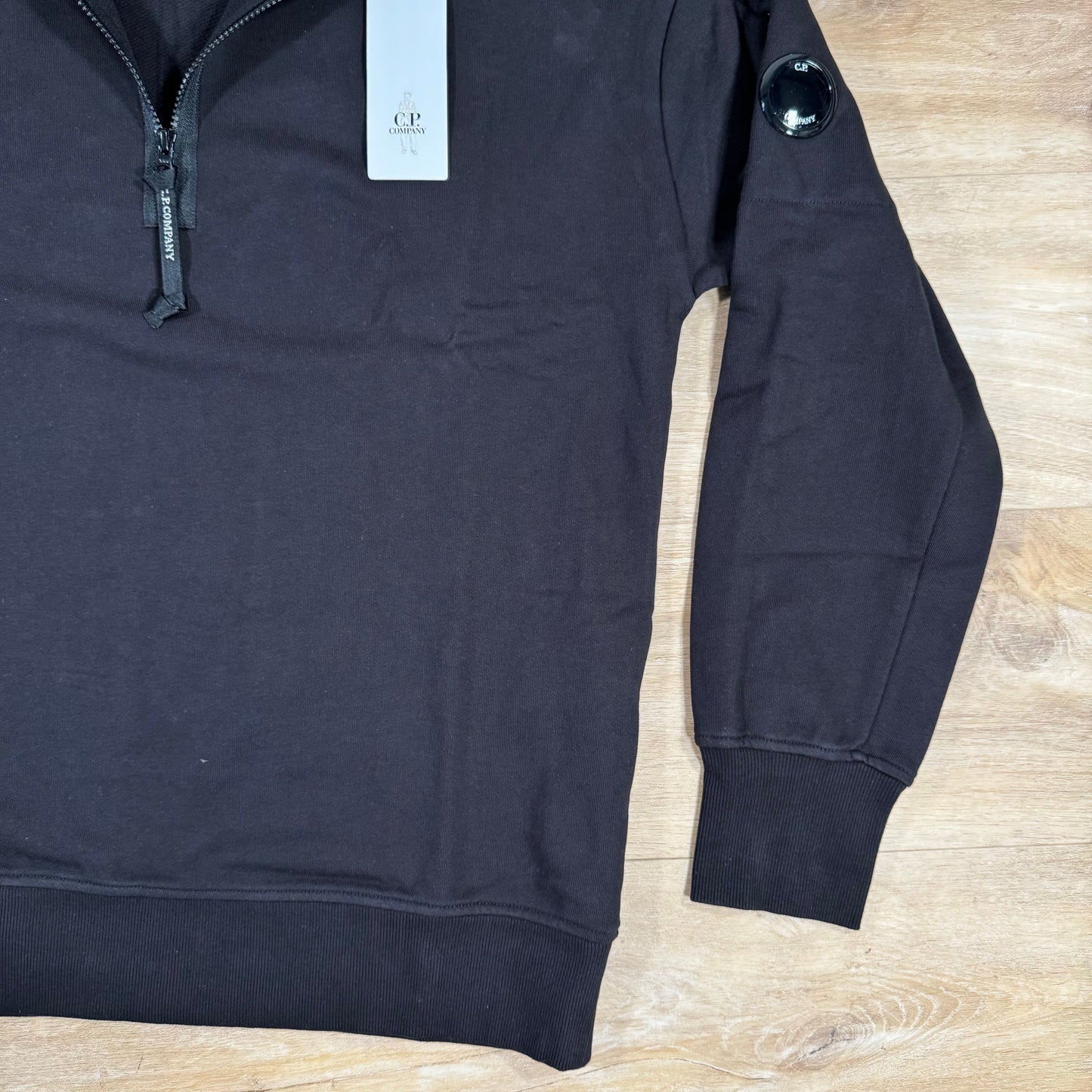 C.P. Company Diagonal Raised Half-Zip Lens Sweatshirt in Black