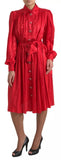 Load image into Gallery viewer, Dolce &amp; Gabbana Red Button Down Belted Midi Satin Silk Dress