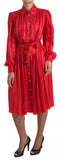 Load image into Gallery viewer, Dolce &amp; Gabbana Red Button Down Belted Midi Satin Silk Dress