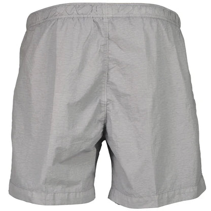 Cp Company Flatt Nylon Pocket Logo Swim Shorts In Limestone With Certilogo