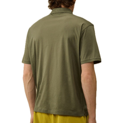 Cp Company No Gravity Jersey Logo Polo Shirt In Thyme with Certilogo