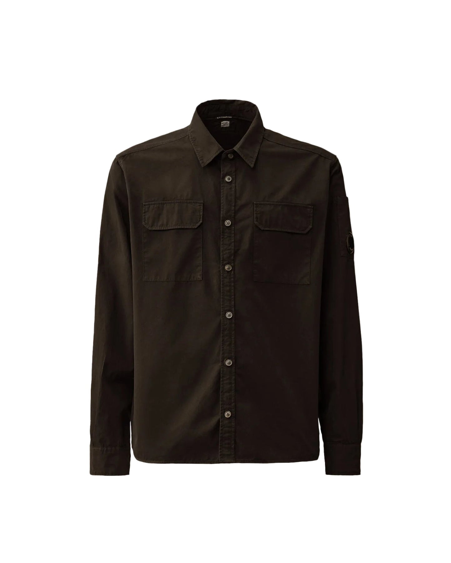Cp Company 706A Organic Gabardine Button Shirt In Black