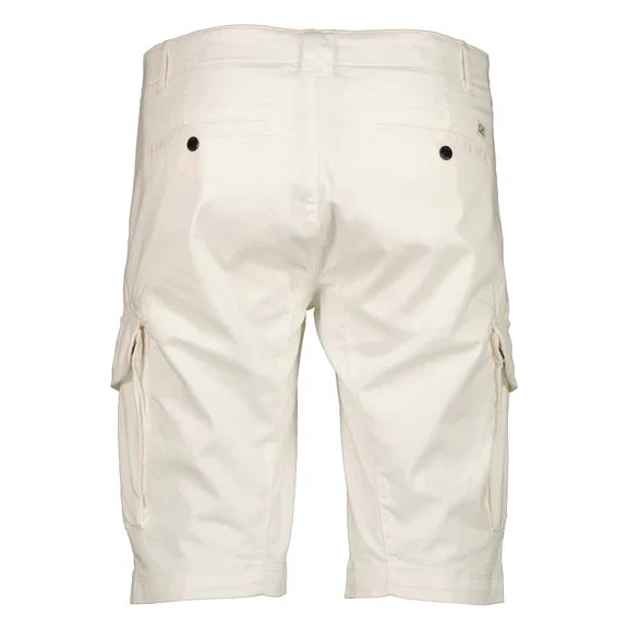 Cp Company 116A Satin Stretch Cargo Shorts In White