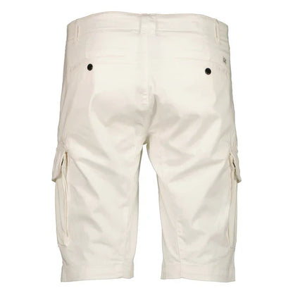 Cp Company 116A Satin Stretch Cargo Shorts In White