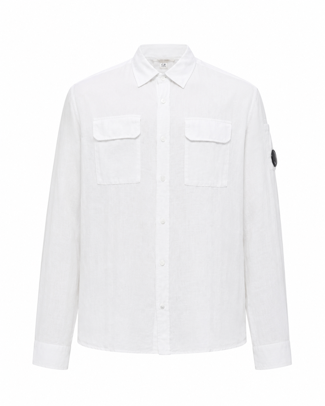 Cp Company 301A Linen Button Up Lens Safari Shirt In White