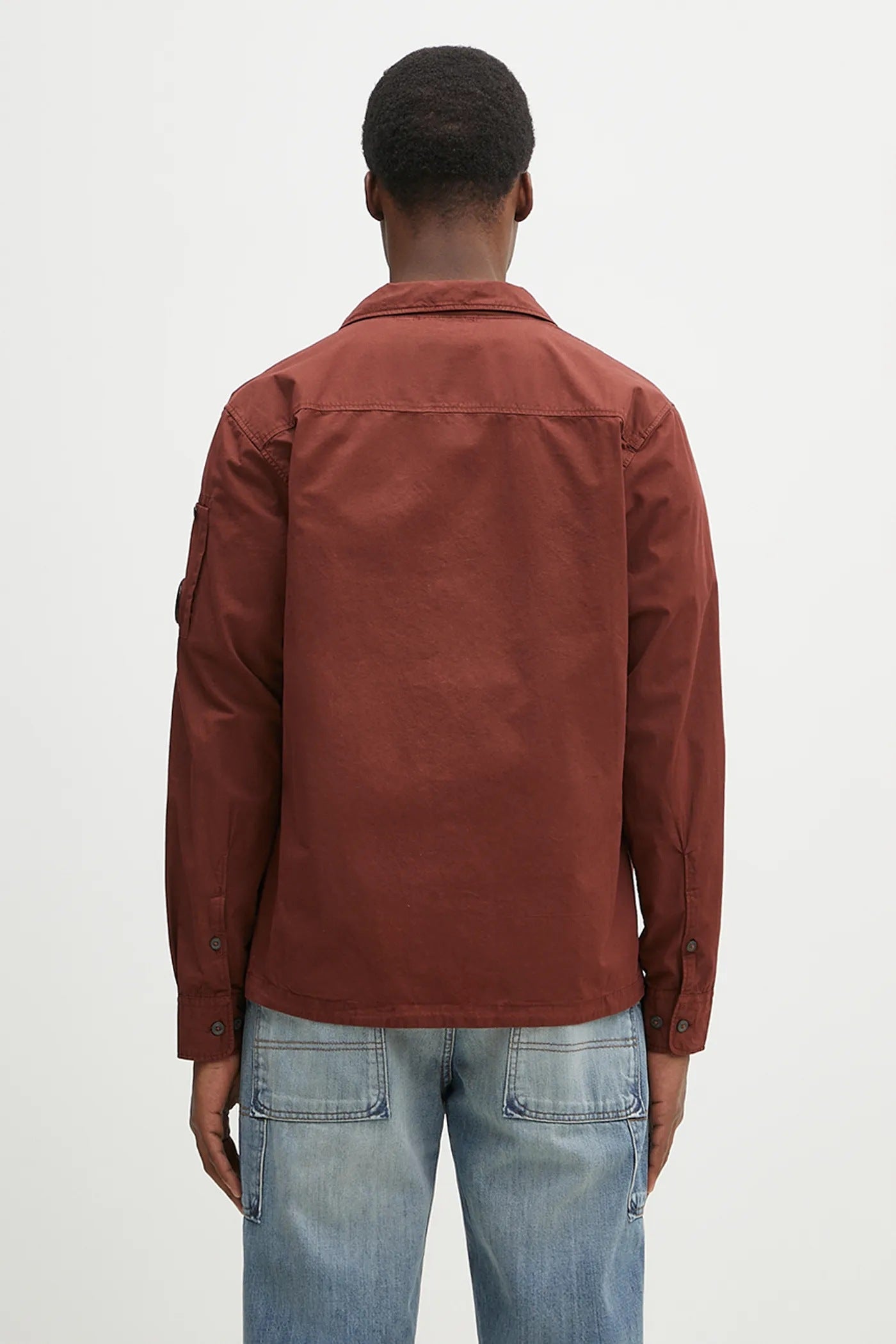 Cp Company 124A Organic Gabardine Lens Zip Overshirt In Sable