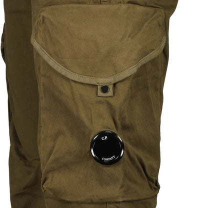 Cp Company 058A Stretch Satin Lens Cargo Pants In Ivy Green