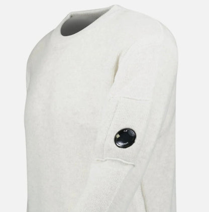 Cp Company Vanise Lens Knit Sweatshirt In White Melange