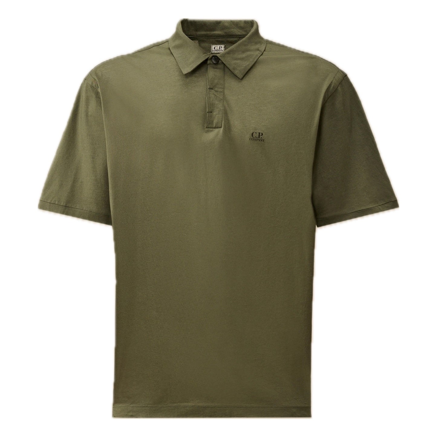 Cp Company No Gravity Jersey Logo Polo Shirt In Thyme with Certilogo