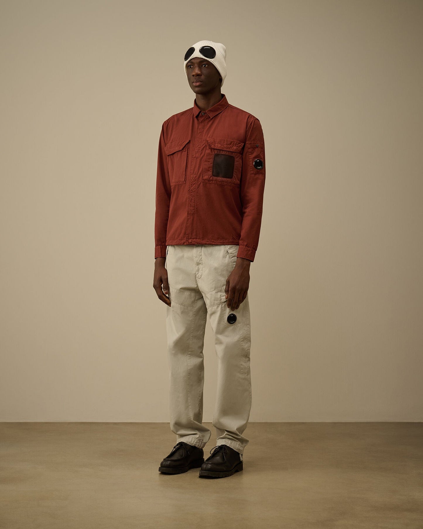 Cp Company 142A Organic Cotton Gabardine Overshirt In Sable