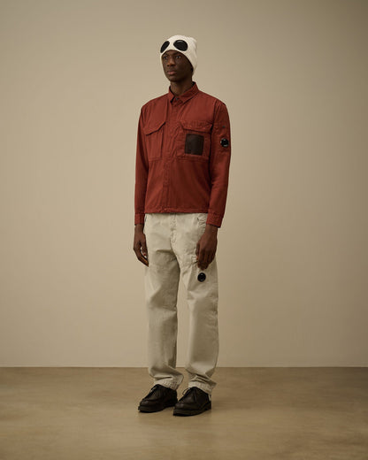 Cp Company 142A Organic Cotton Gabardine Overshirt In Sable
