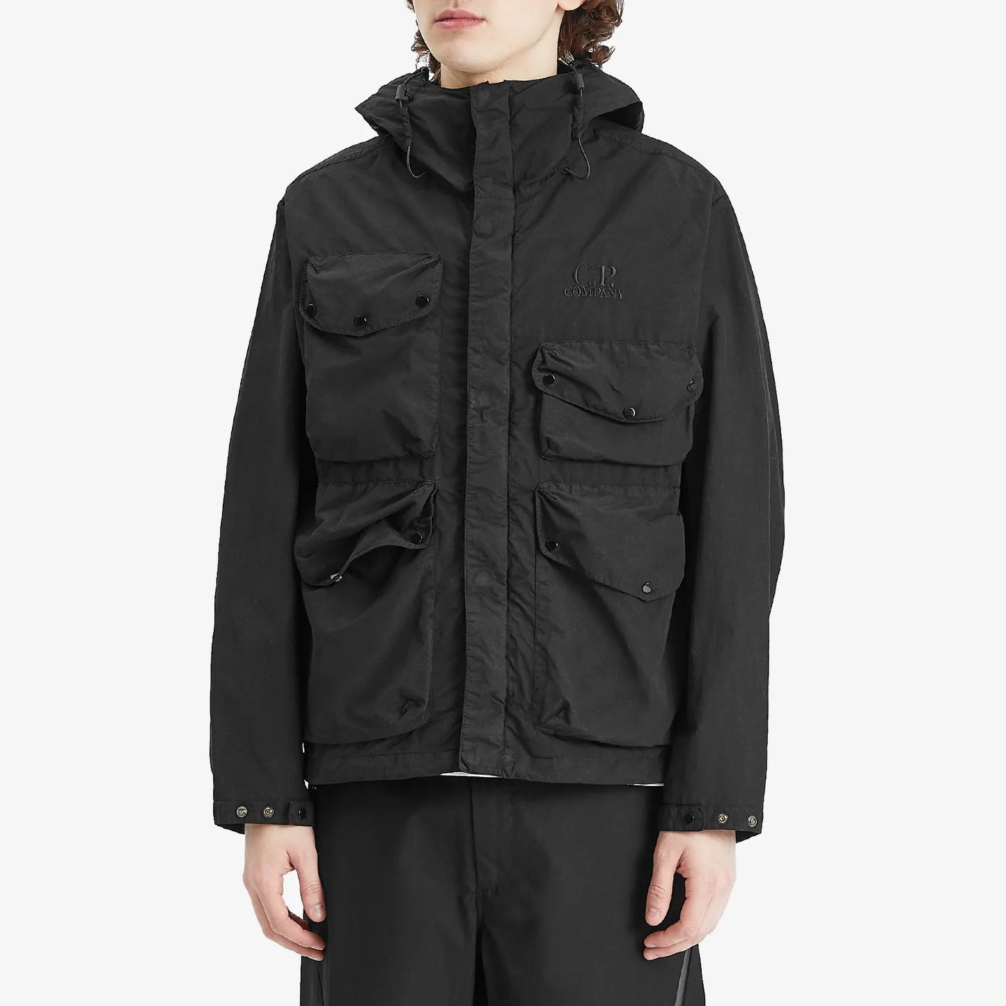 Cp Company Flatt Nylon Goggle Jacket In Black