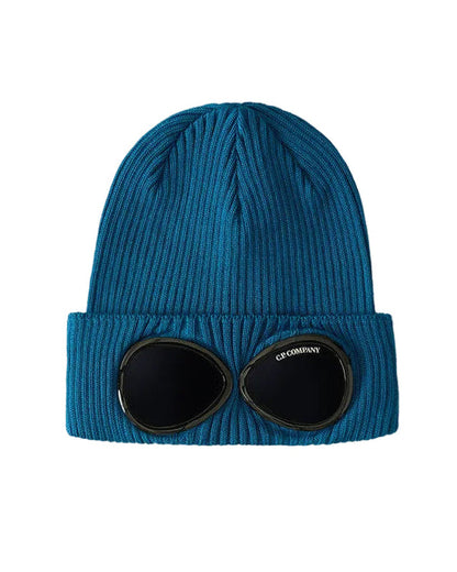Cp Company Cotton Goggle Beanie In Ink Blue