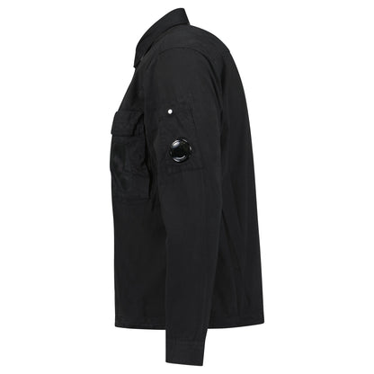 Cp Company 142A Organic Cotton Gabardine Overshirt In Black