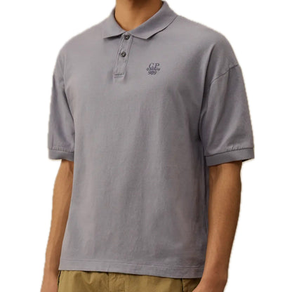 Cp Company Box Fit 989 Logo Polo Shirt In Lavender With Certilogo