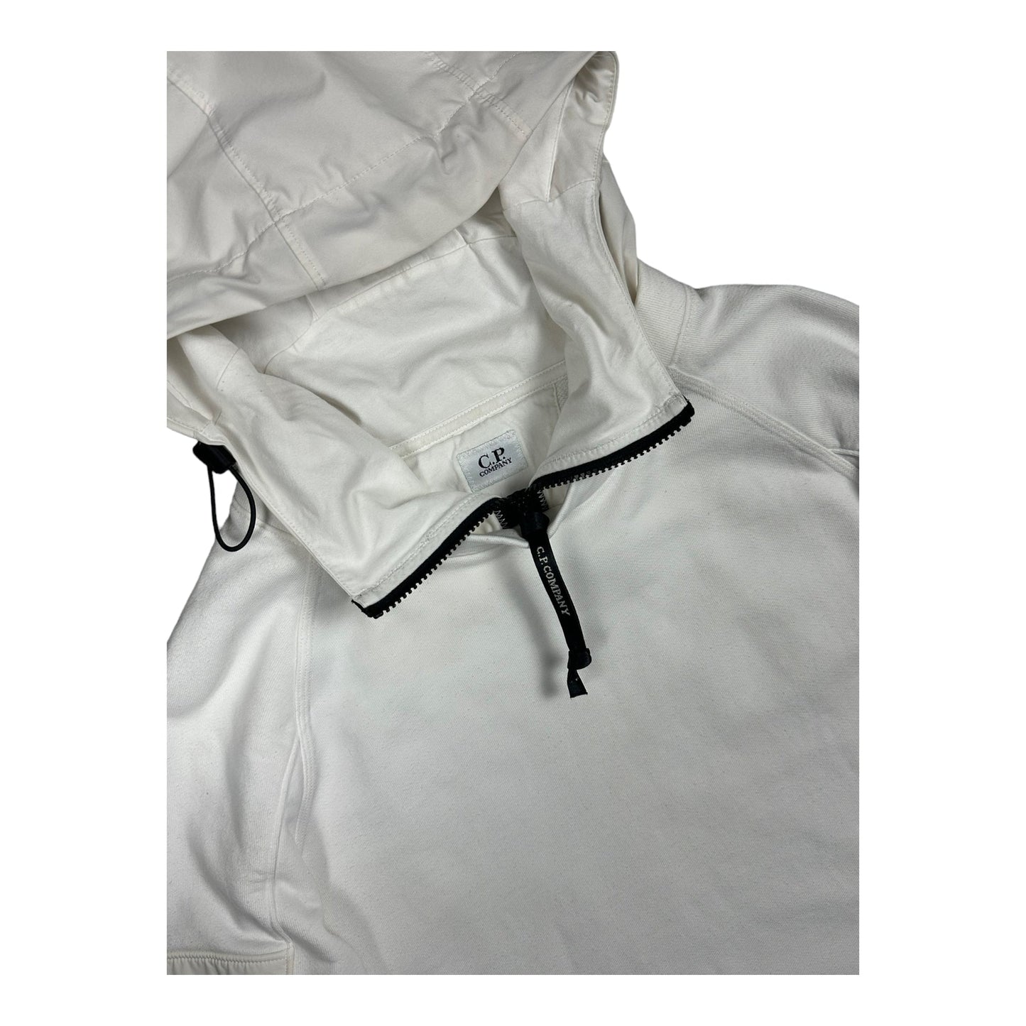 Cp Company Diagonal Raised Mixed Shell Hoodie In White