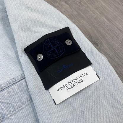 Stone Island Bleached Denim Jacket - Blue