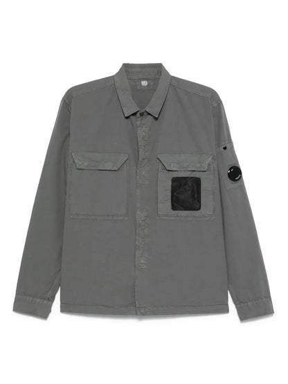 Cp Company 142A Organic Cotton Gabardine Overshirt In Smoked Pearl with Certilogo