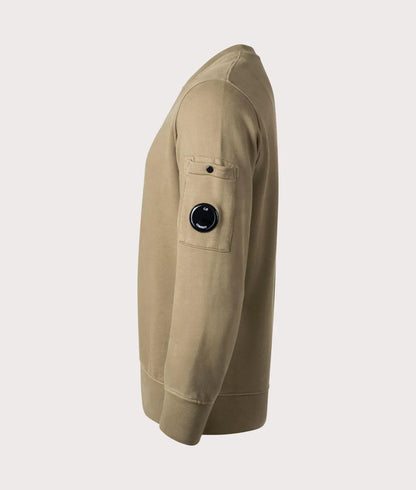 Cp Company Brushed Emerised Resist Dyed Lens Sweatshirt In Walnut Brown