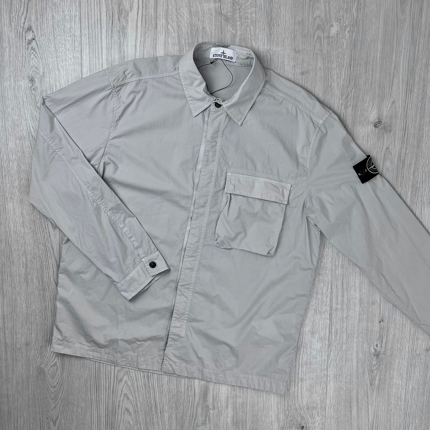 Stone Island 'Paracadute' Zip Overshirt - Pearl Grey