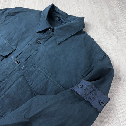 Stone Island Ghost Linen Overshirt - Slate Blue