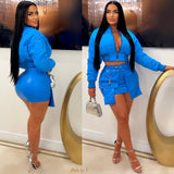Load image into Gallery viewer, Monte bomber skirt set (Blue)