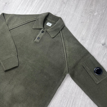 CP Company Chenille Knit Polo - Ivy Green