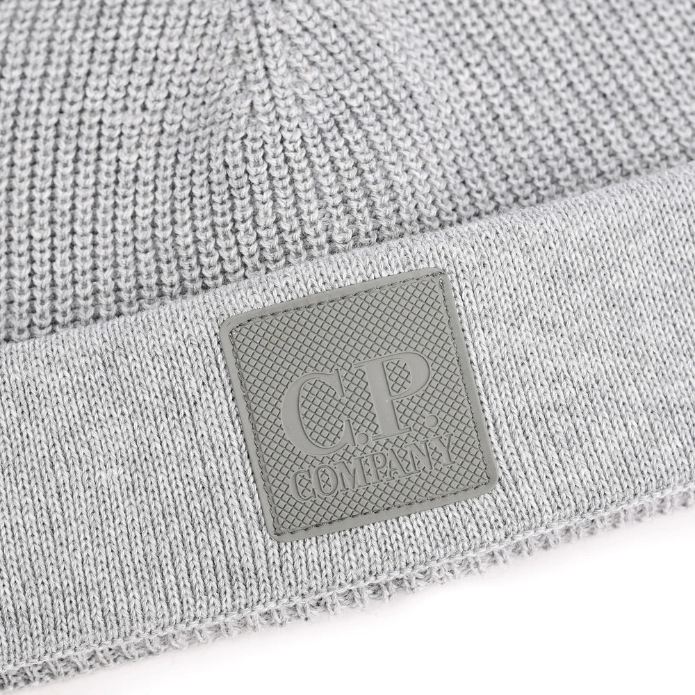 Cp Company Metropolis Series Logo Beanie In Grey M93