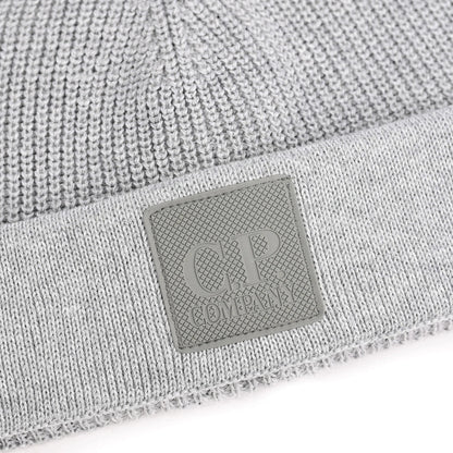 Cp Company Metropolis Series Logo Beanie In Grey M93