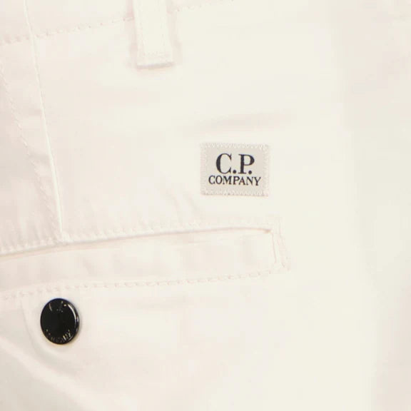 Cp Company 116A Satin Stretch Cargo Shorts In White