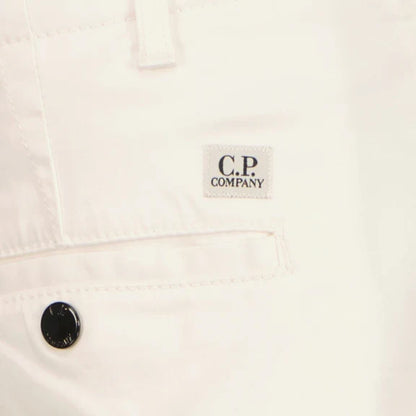 Cp Company 116A Satin Stretch Cargo Shorts In White