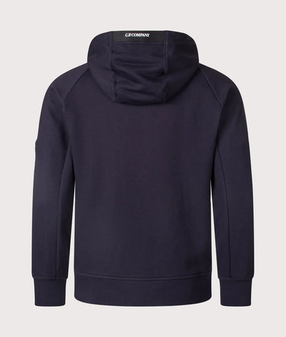 Cp Company 025A Diagonal Raised Lens Full Zip Hoodie In Navy