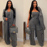 Load image into Gallery viewer, Vogue jumpsuit/trench coat set (Grey)