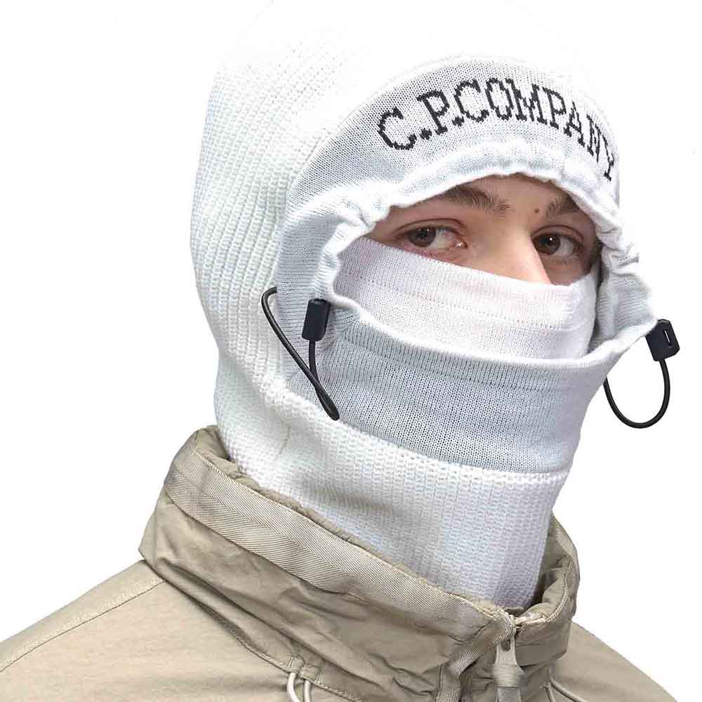 Cp Company Extra Fine Merino Wool Balaclava in White