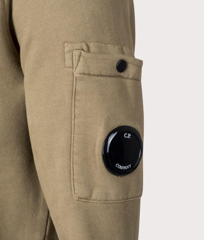 Cp Company Brushed Emerised Resist Dyed Lens Sweatshirt In Walnut Brown