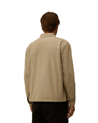 Cp Company Microreps Peached Lens Overshirt In London Fog Grey