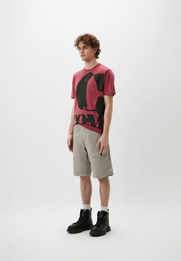 Cp Company 144A 30/1 Jersey Wrap Graphic Logo T-Shirt In Red Bud
